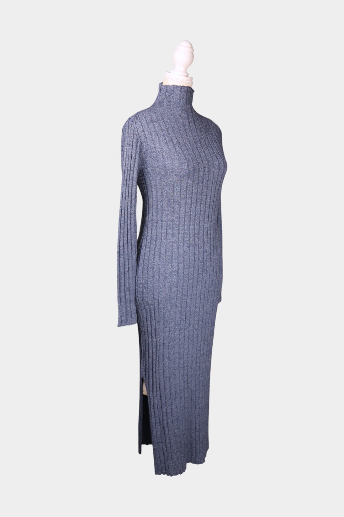 Mulberry Silk & Cashmere Ribbed Turtleneck Dress