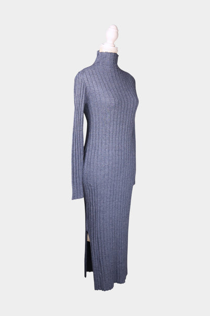 Mulberry Silk & Cashmere Ribbed Turtleneck Dress