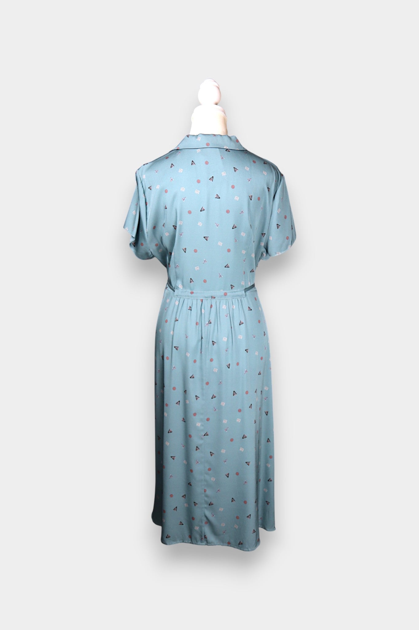 Mulberry Silk Geometric-Print Midi Dress