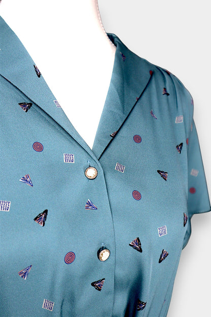 Mulberry Silk Geometric-Print Midi Dress