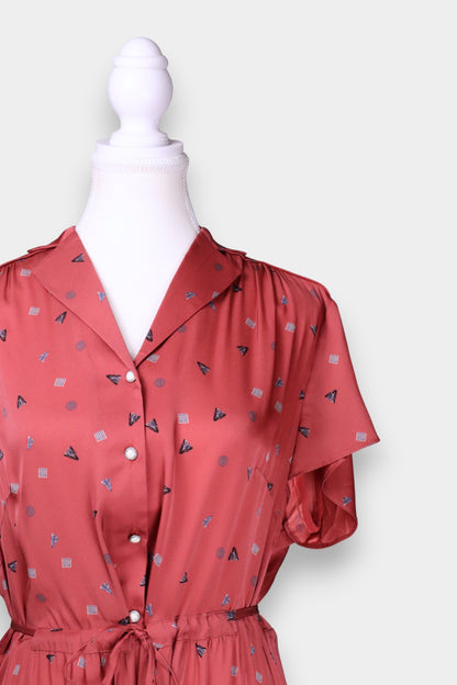 Mulberry Silk Geometric-Print Midi Dress