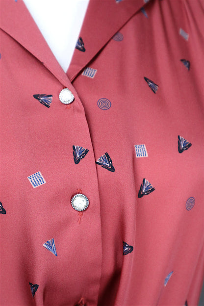 Mulberry Silk Geometric-Print Midi Dress