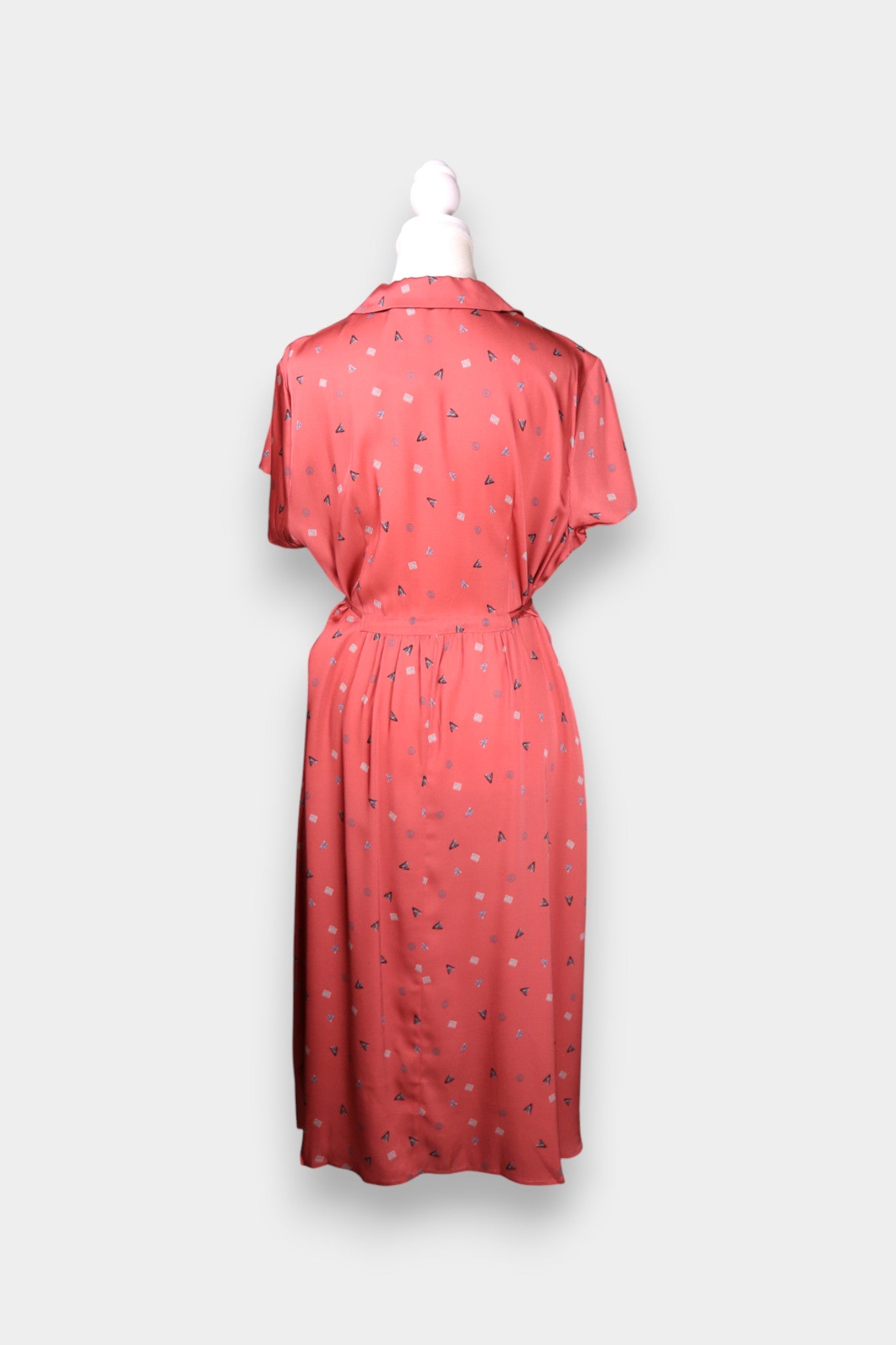 Mulberry Silk Geometric-Print Midi Dress