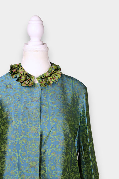 Song Dynasty Brocade Silk Petal-Collar Shirt