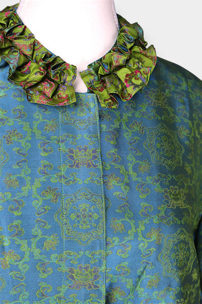 Song Dynasty Brocade Silk Petal-Collar Shirt