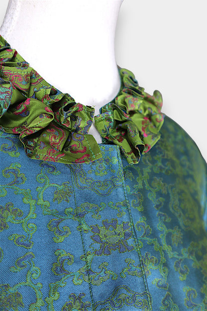Song Dynasty Brocade Silk Petal-Collar Shirt