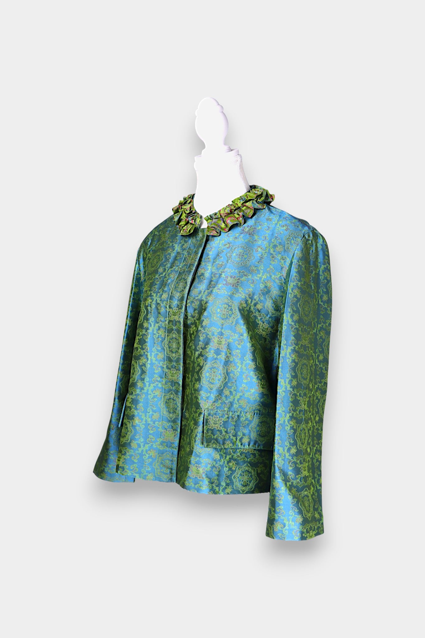 Song Dynasty Brocade Silk Petal-Collar Shirt