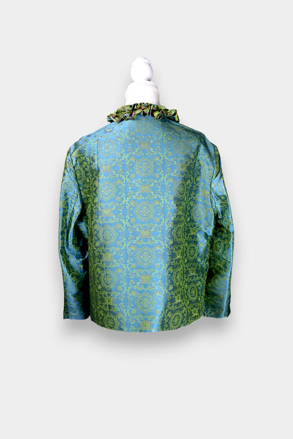 Song Dynasty Brocade Silk Petal-Collar Shirt