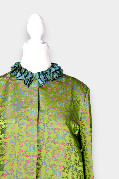 Song Dynasty Brocade Silk Petal-Collar Shirt