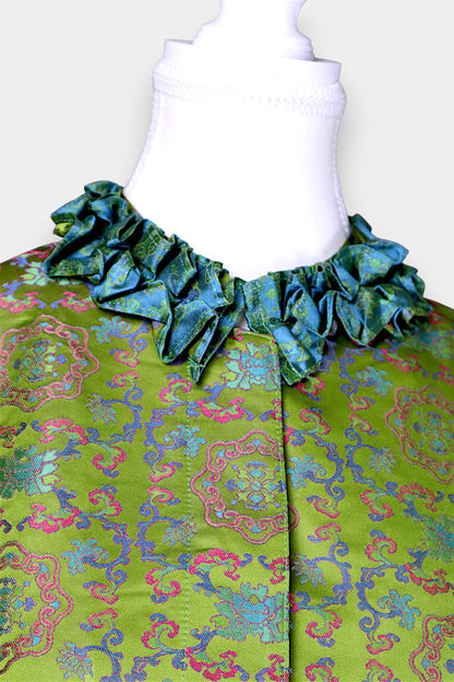 Song Dynasty Brocade Silk Petal-Collar Shirt