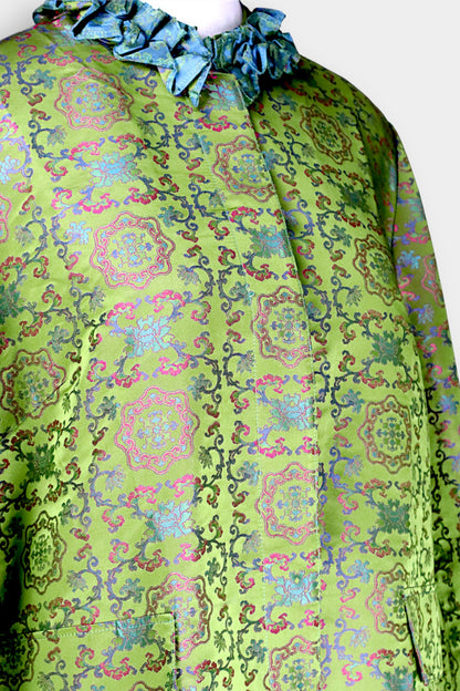 Song Dynasty Brocade Silk Petal-Collar Shirt
