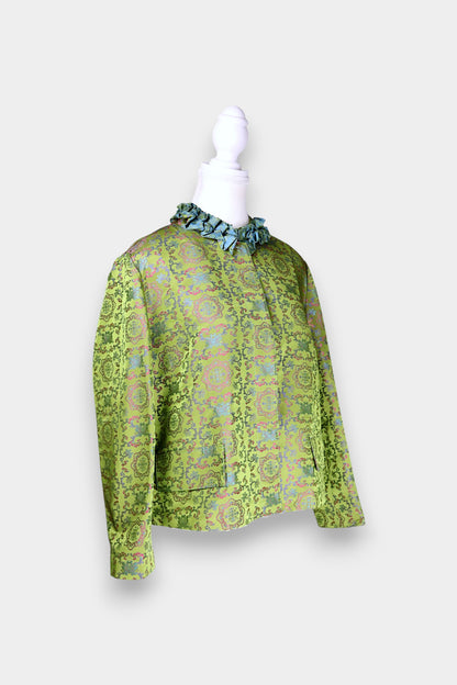 Song Dynasty Brocade Silk Petal-Collar Shirt