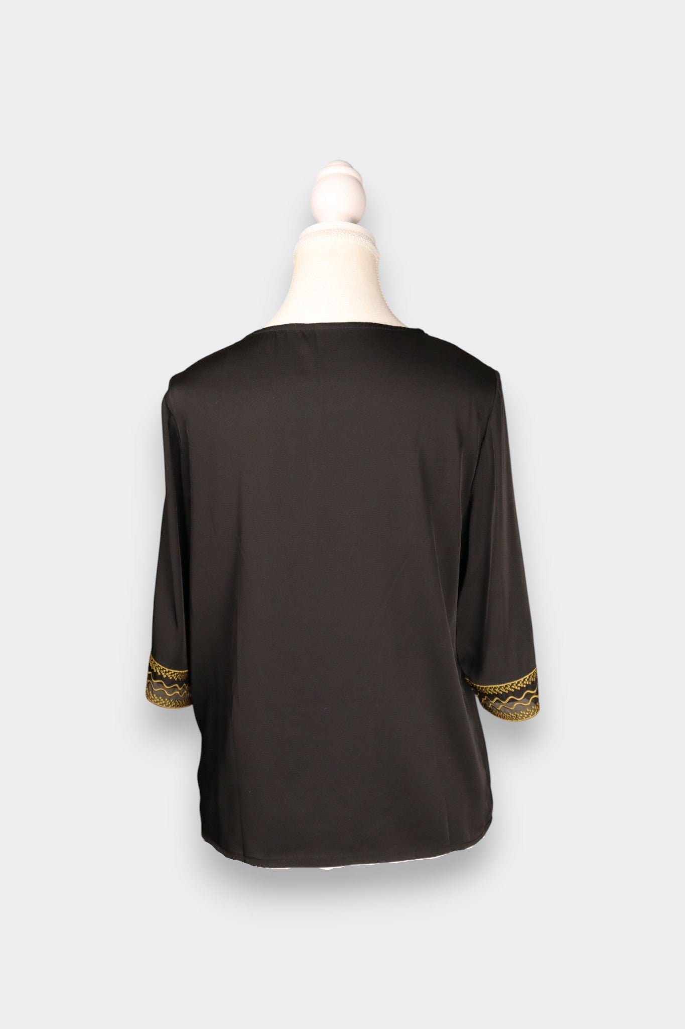 Mulberry Silk Embroidered V-Neck Blouse