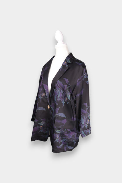 Gambiered Guangdong Gauze Silk Floral Blazer