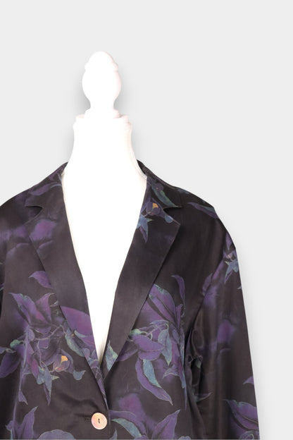 Gambiered Guangdong Gauze Silk Floral Blazer
