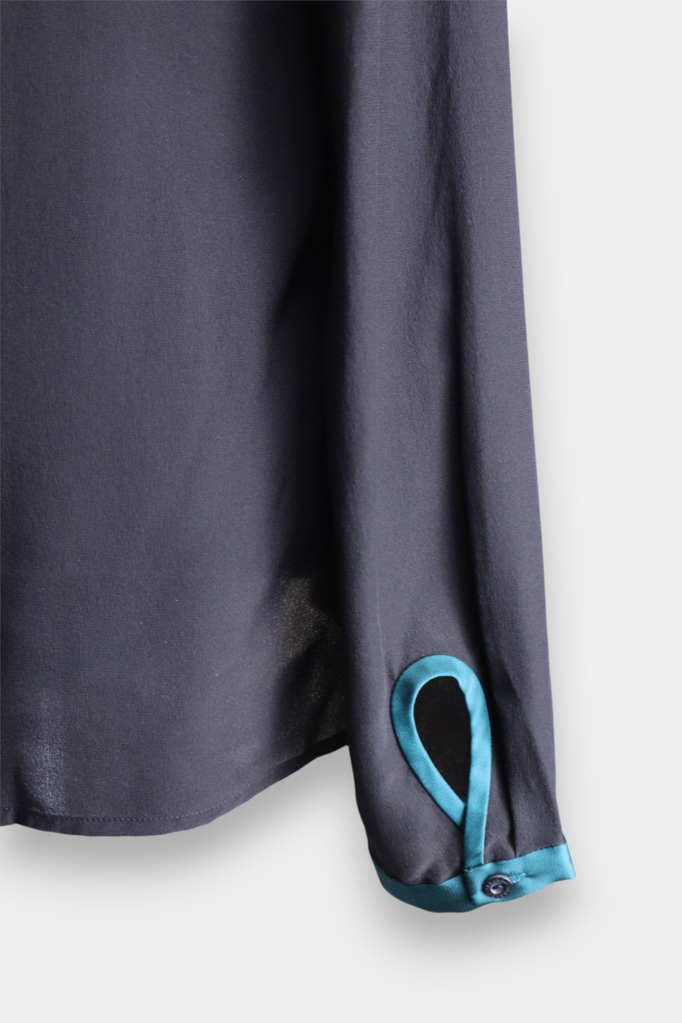 Mulberry Silk Cutout Detail Long Sleeve Blouse