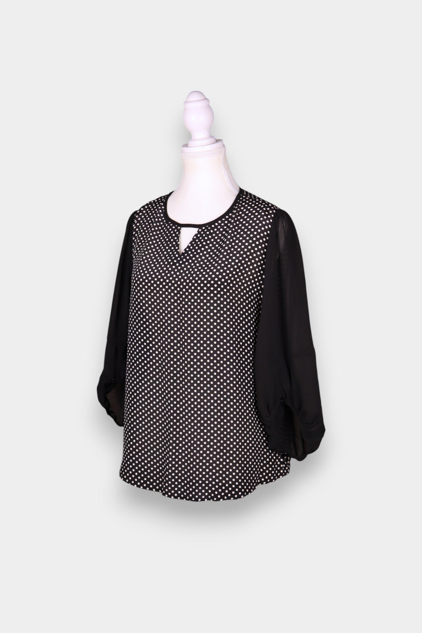 Mulberry Silk Polka Dot Balloon Sleeve Blouse