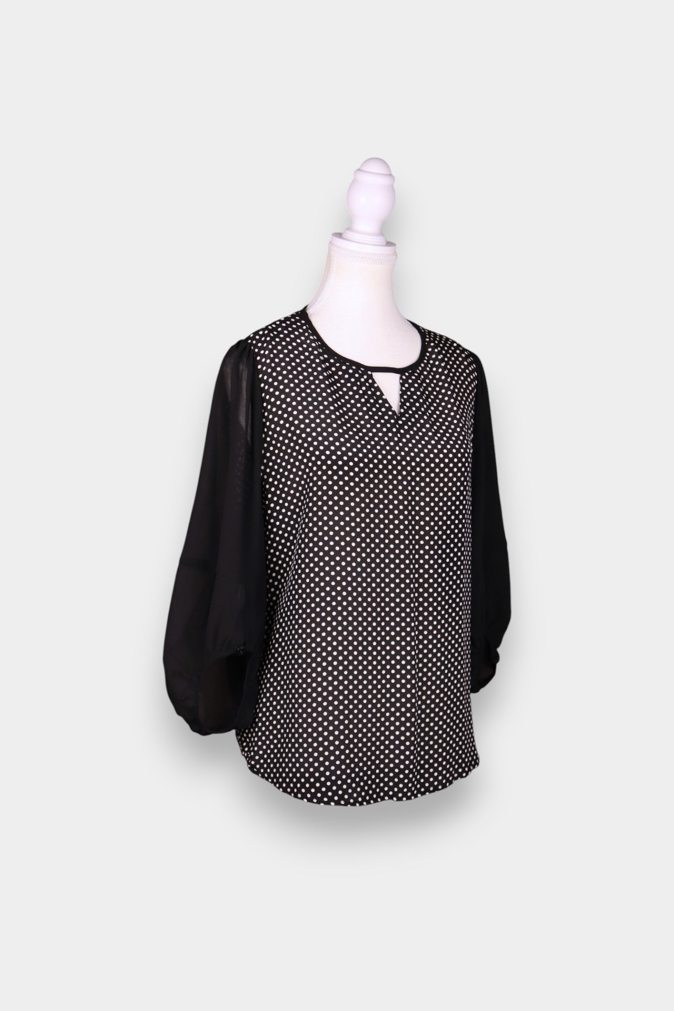 Mulberry Silk Polka Dot Balloon Sleeve Blouse