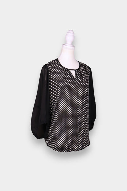 Mulberry Silk Polka Dot Balloon Sleeve Blouse