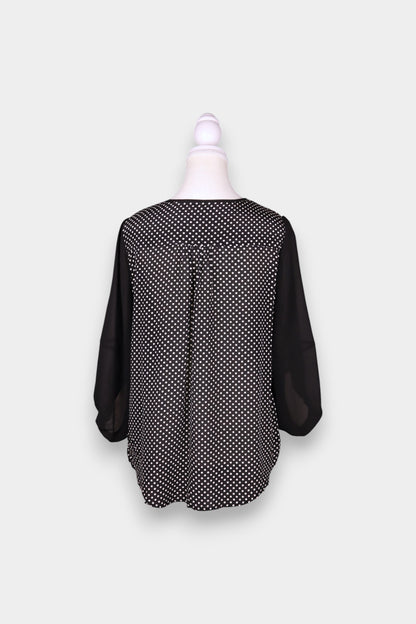 Mulberry Silk Polka Dot Balloon Sleeve Blouse