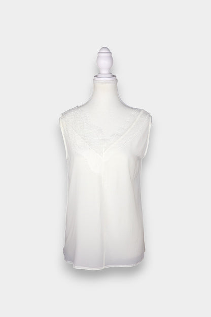 Mulberry Silk Ivory Camisole with Lace