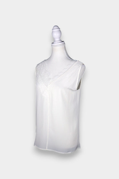 Mulberry Silk Ivory Camisole with Lace