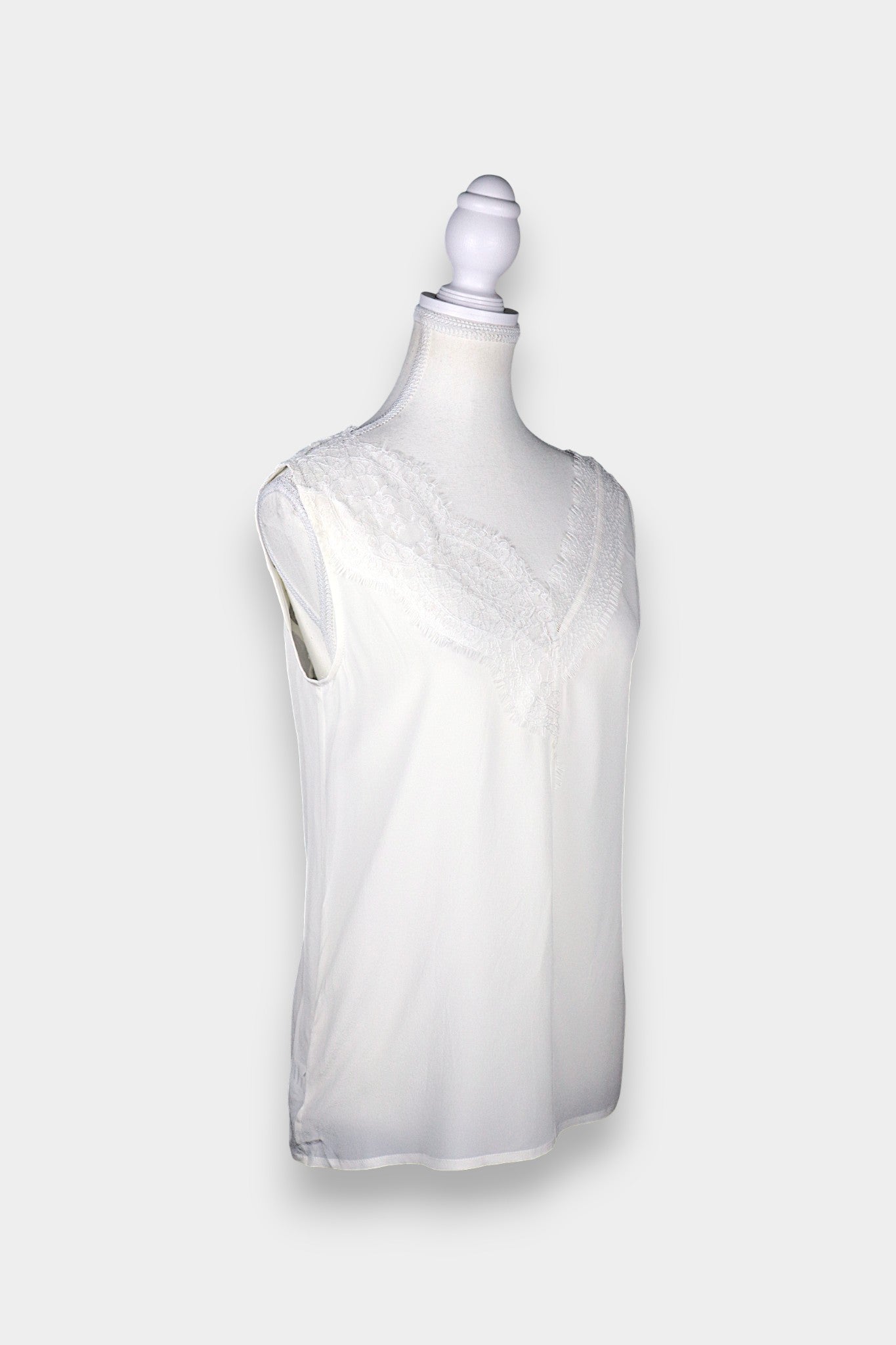 Mulberry Silk Ivory Camisole with Lace