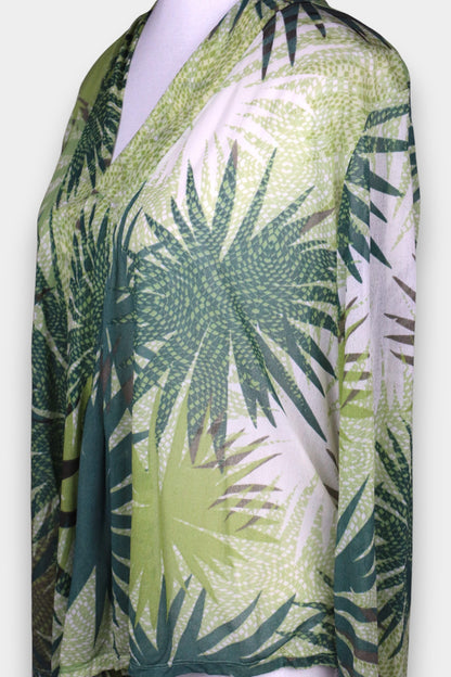 Mulberry Silk Tropical Print Lightweight Blouse