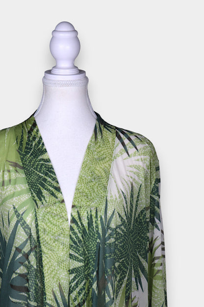 Mulberry Silk Tropical Print Lightweight Blouse