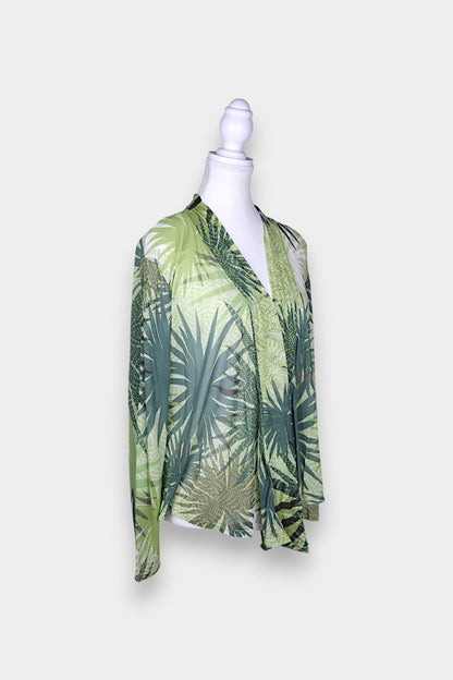 Mulberry Silk Tropical Print Lightweight Blouse