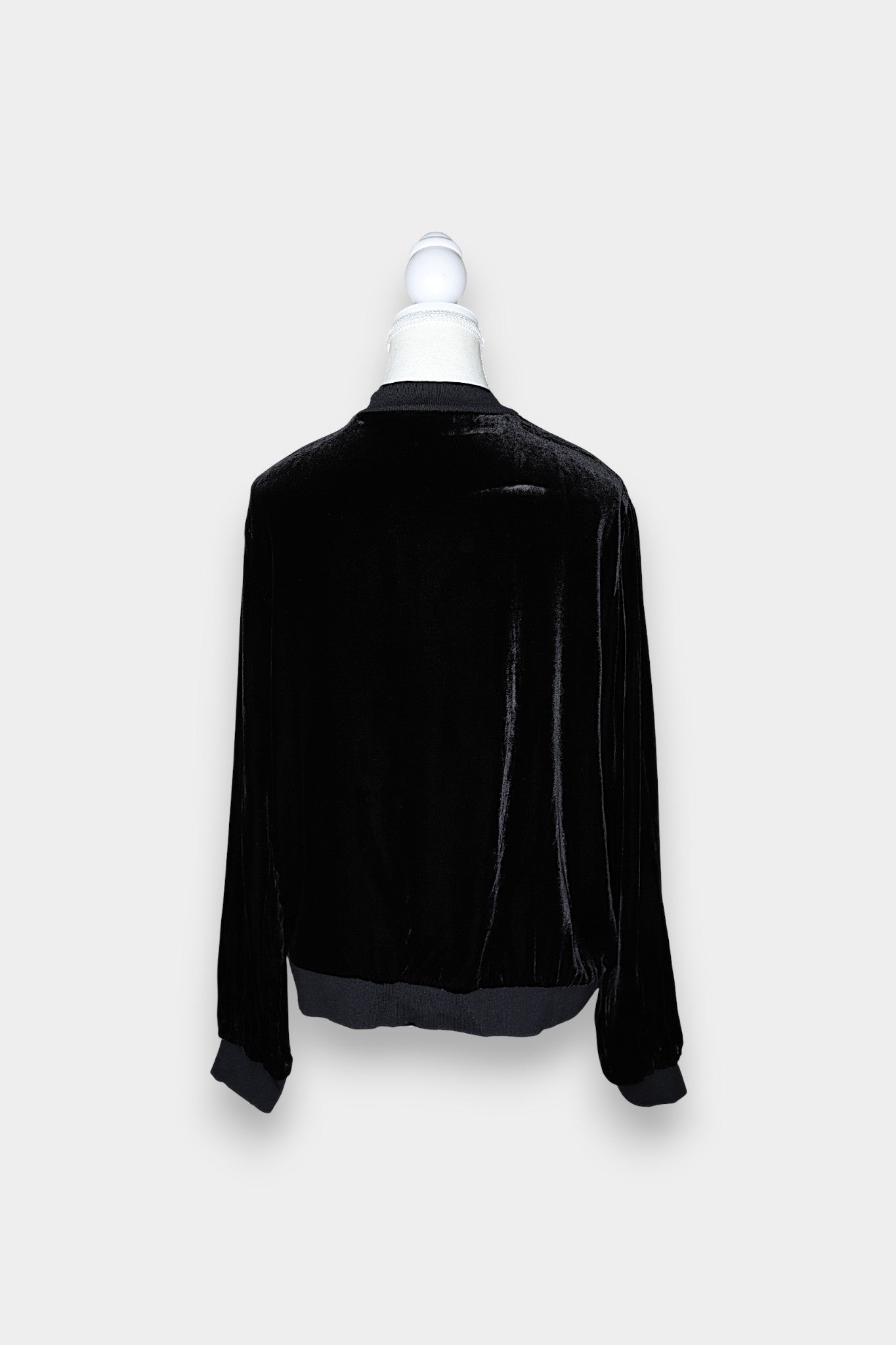 Mulberry Silk Velvet Zip-Up Bomber Jacket