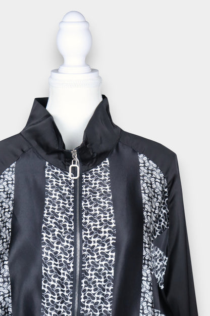 Mulberry Silk Zip-Up Bomber Jacket