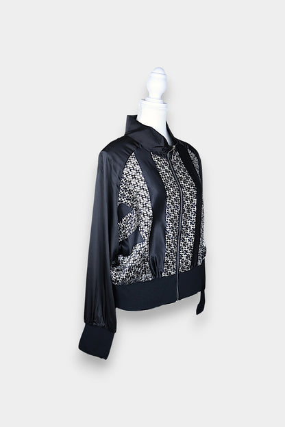 Mulberry Silk Zip-Up Bomber Jacket