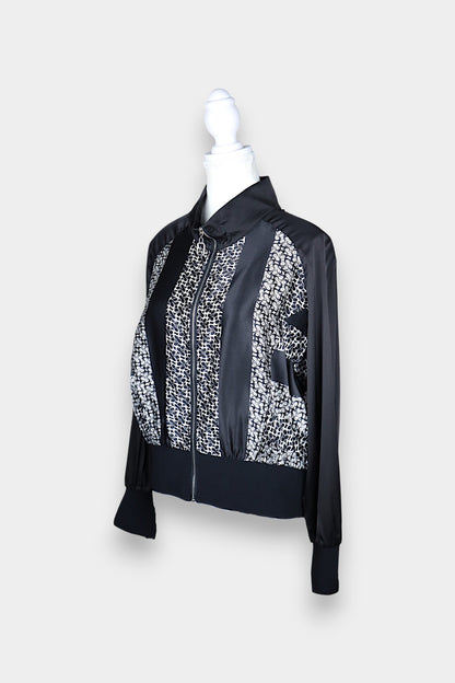 Mulberry Silk Zip-Up Bomber Jacket