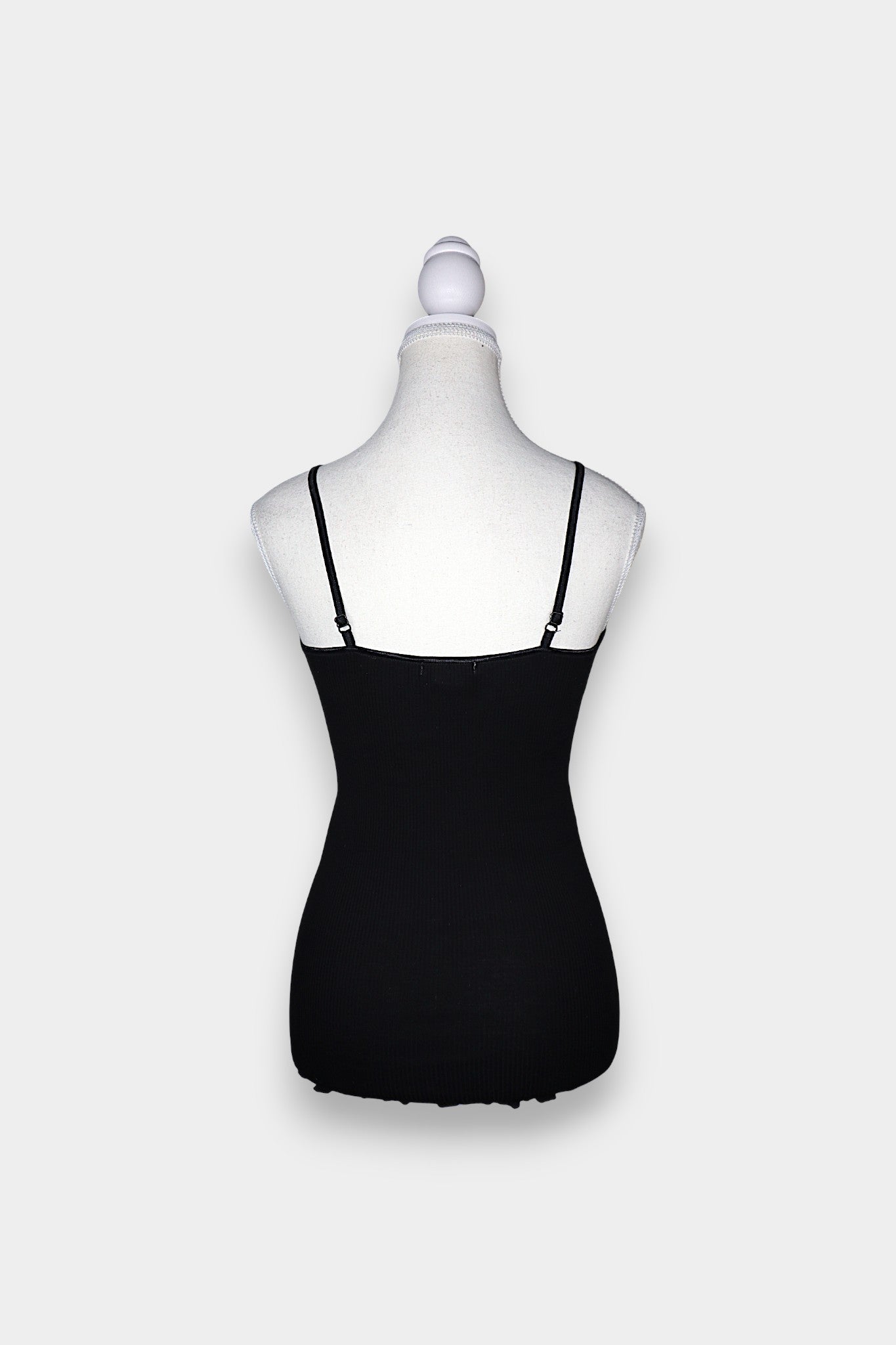 Mulberry Silk & Cotton Blend Ribbed Camisole with Lace