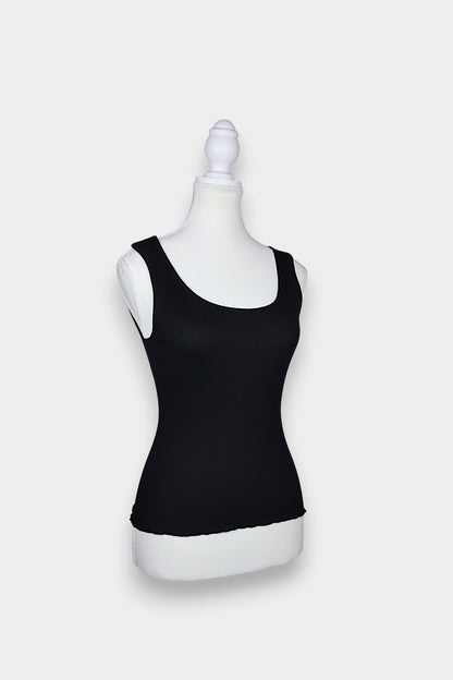Mulberry Silk & Cotton Blend Ribbed Fitted Tank Top