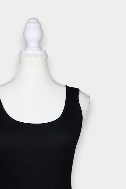 Mulberry Silk & Cotton Blend Ribbed Fitted Tank Top