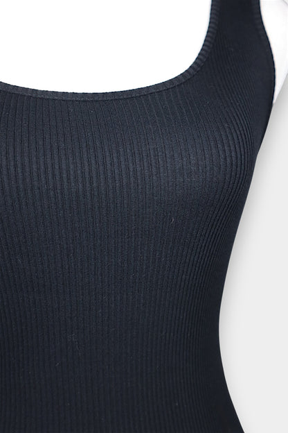 Mulberry Silk & Cotton Blend Ribbed Fitted Tank Top