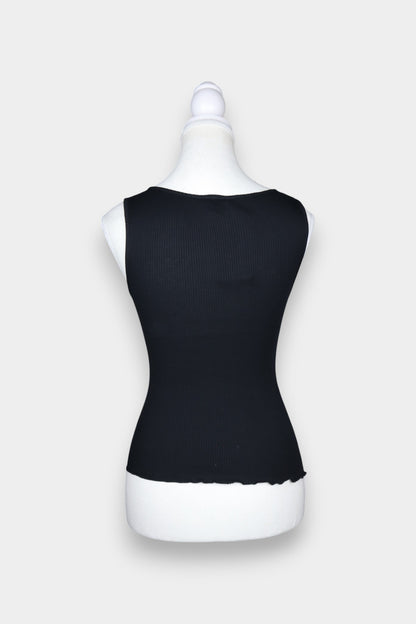 Mulberry Silk & Cotton Blend Ribbed Fitted Tank Top