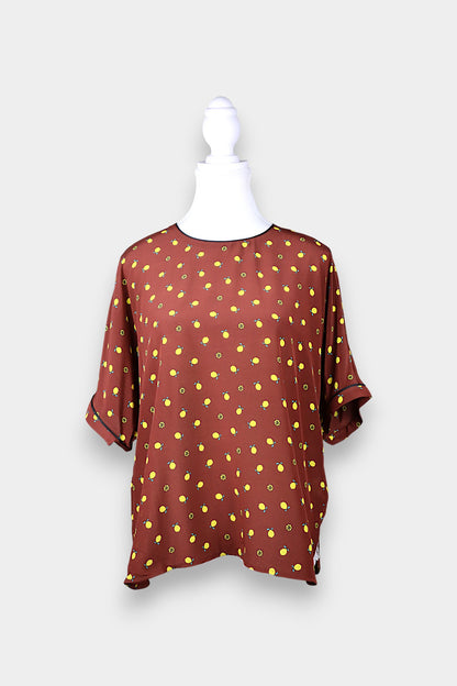 Mulberry Silk Print Relaxed Blouse