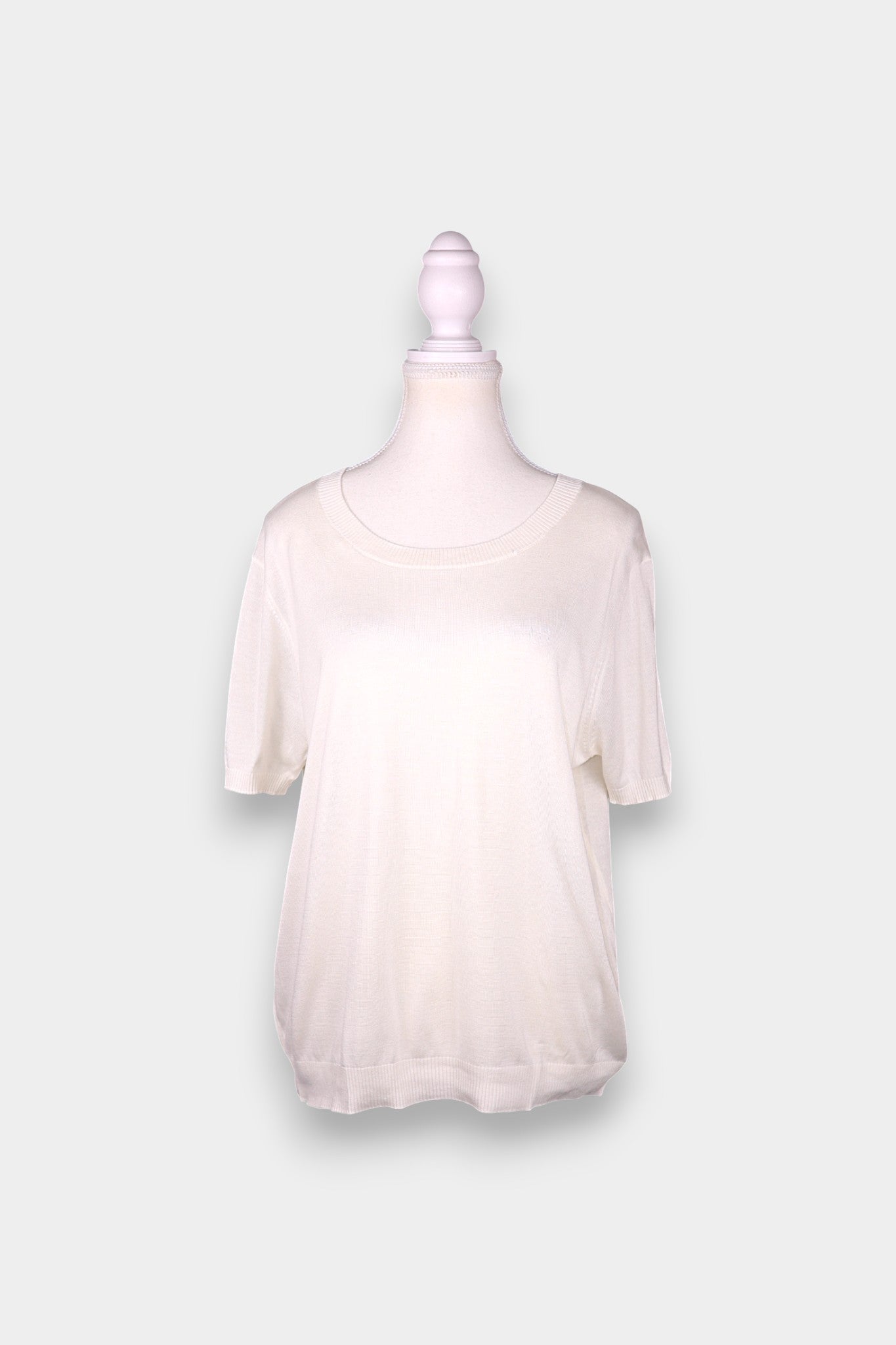 Mulberry Silk Knit Short-Sleeve Blouse