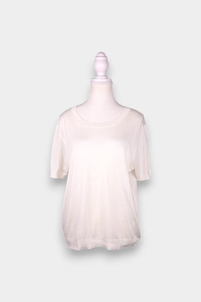 Mulberry Silk Knit Short-Sleeve Blouse