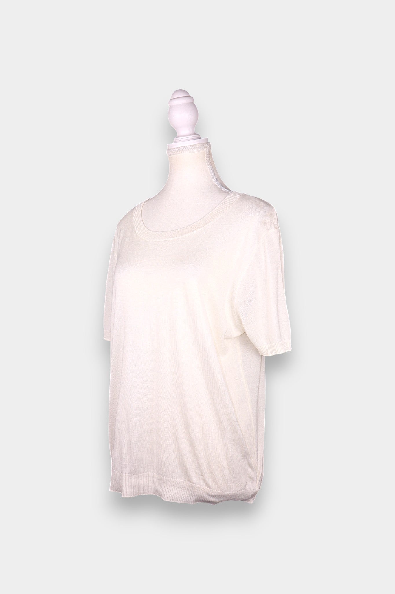 Mulberry Silk Knit Short-Sleeve Blouse