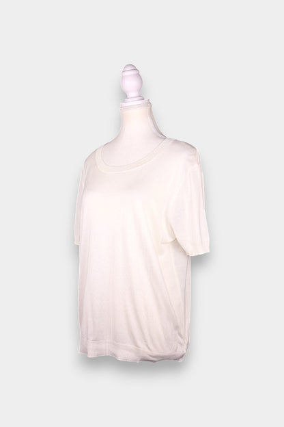 Mulberry Silk Knit Short-Sleeve Blouse