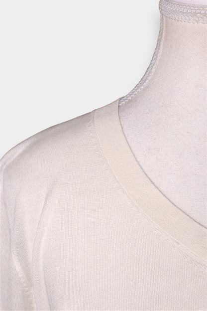 Mulberry Silk Knit V-Neck Short Sleeve Blouse