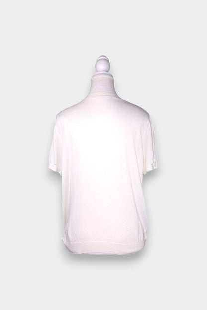 Mulberry Silk Knit V-Neck Short Sleeve Blouse