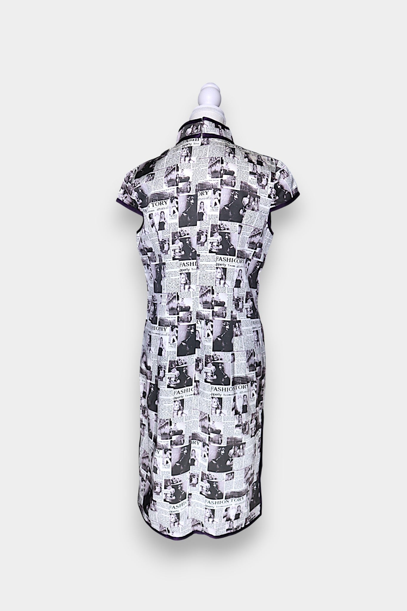 Mulberry Silk Newspaper Print Cheongsam