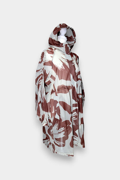 Mulberry Silk Abstract Hooded Trench Jacket