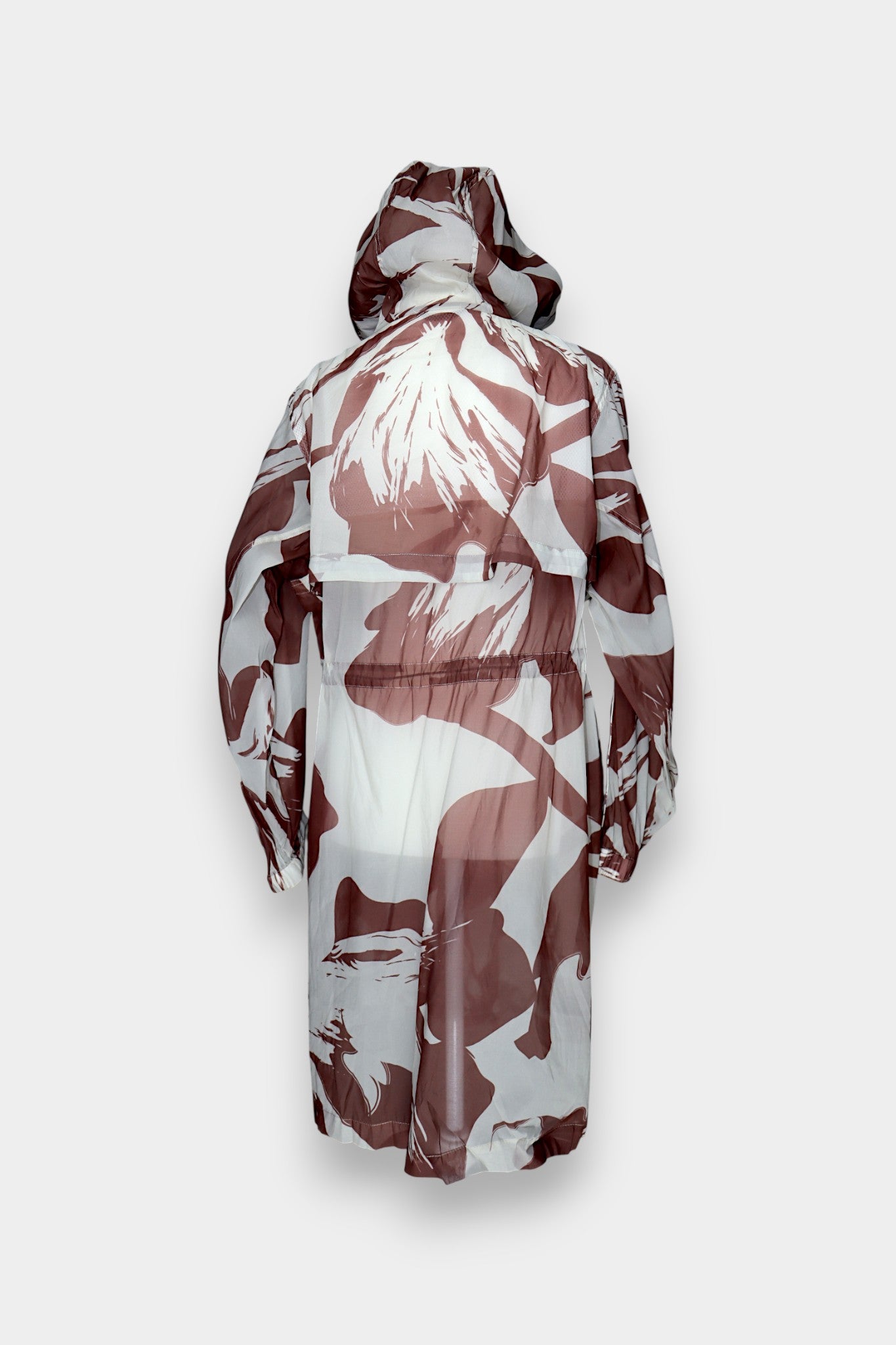 Mulberry Silk Abstract Hooded Trench Jacket