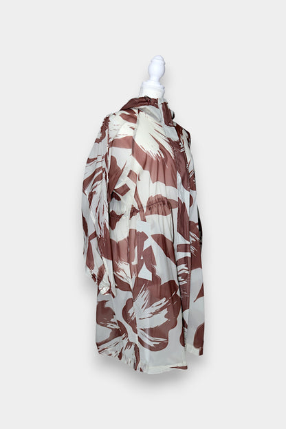 Mulberry Silk Abstract Hooded Trench Jacket